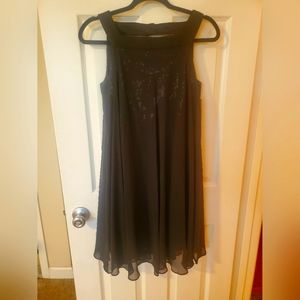 Cachet Holiday Party Black Sequin Overlay Dress